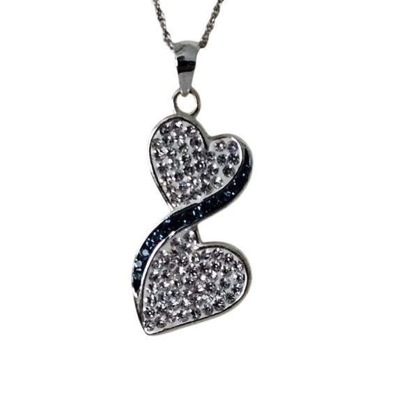Unbranded Jewelry - Double Heart Shaped Silver Tone 18" Necklace with Crystal Embellished Pendant